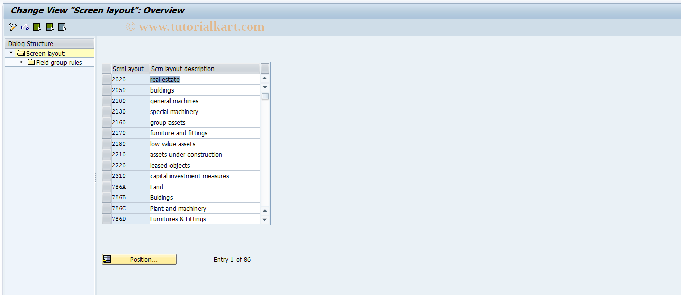 SAP TCode AO33 - Net worth tax field selection