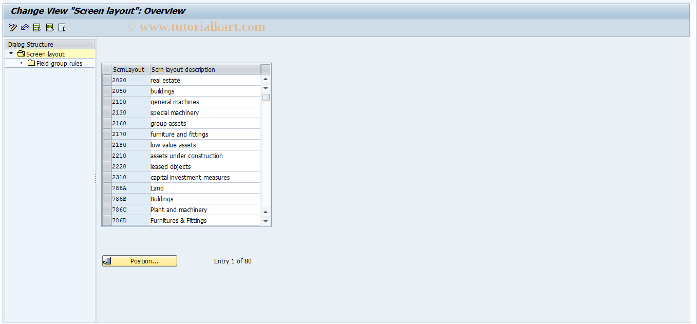 SAP TCode AO42 - Insurance field selection