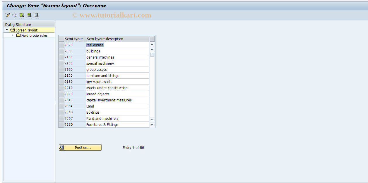 SAP TCode AO51 - Leasing field selection