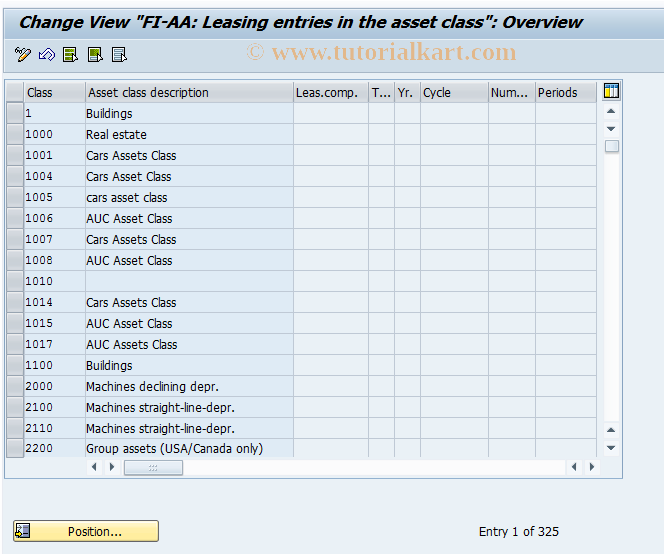 SAP TCode AO52 - Add to leasing entries