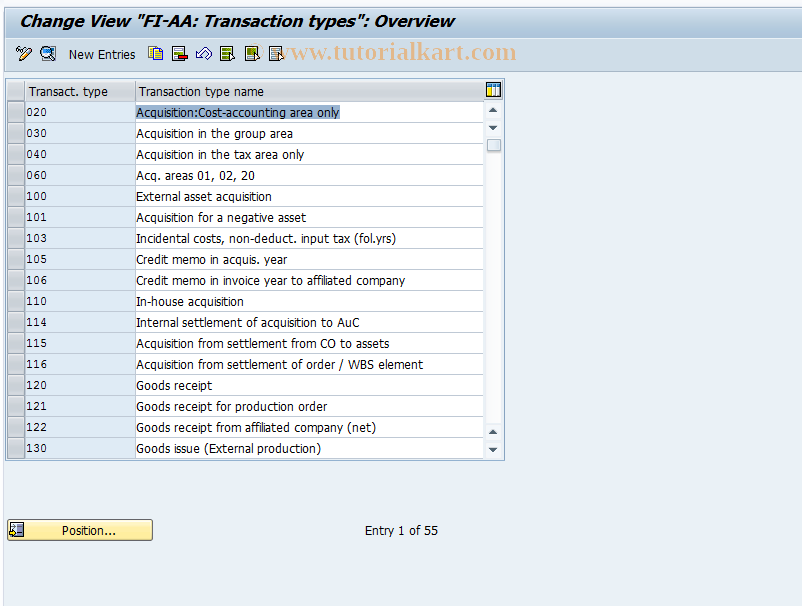 SAP TCode AO67 - Define Transaction Type