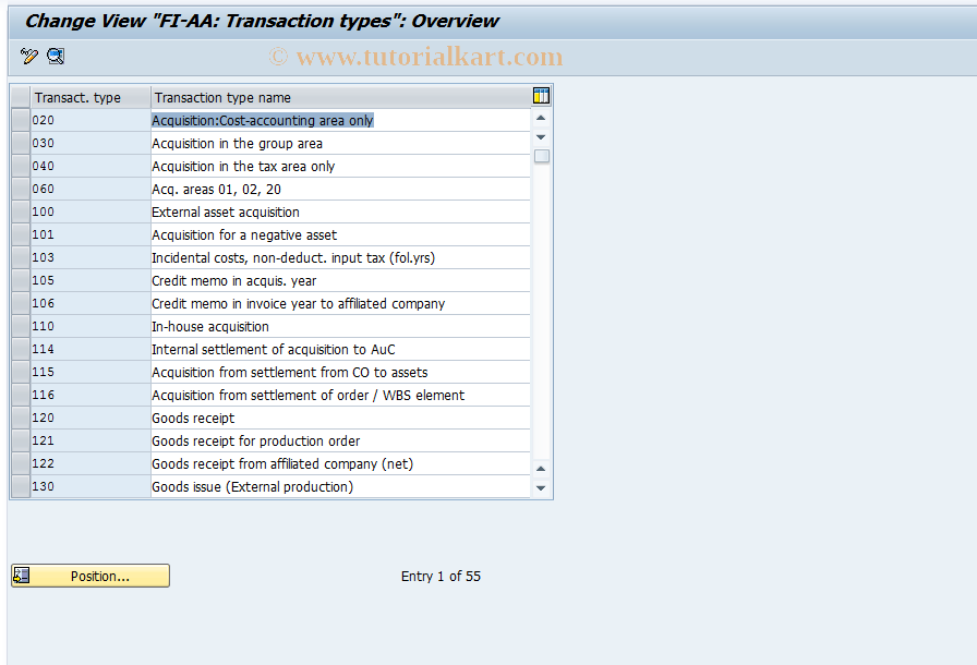 SAP TCode AO73 - Define Transaction Type