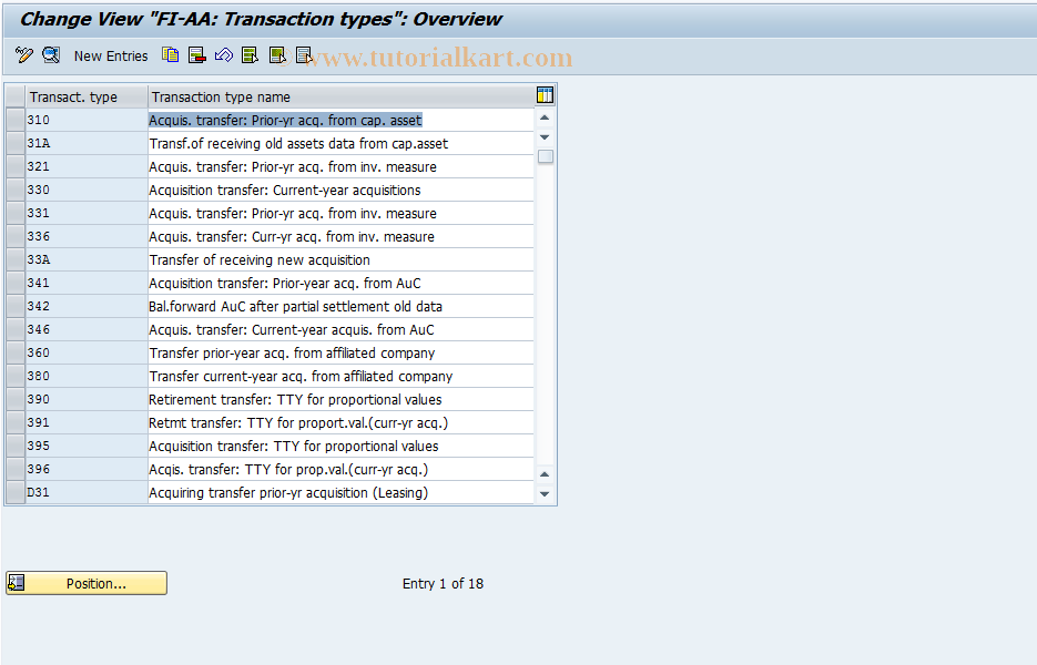 SAP TCode AO75 - Define Transaction Type