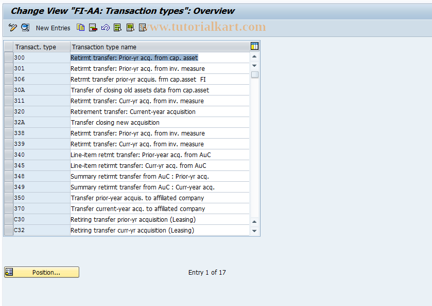 SAP TCode AO76 - Define Transaction Type