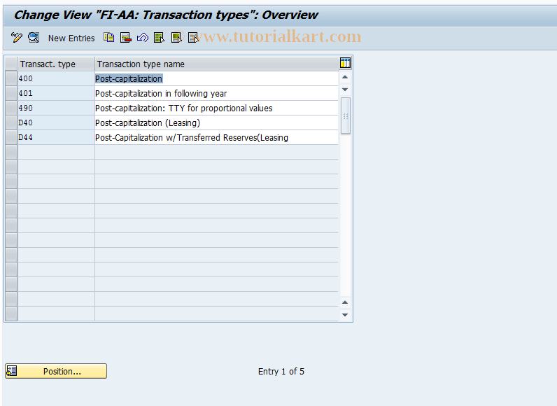 SAP TCode AO77 - Define Transaction Type