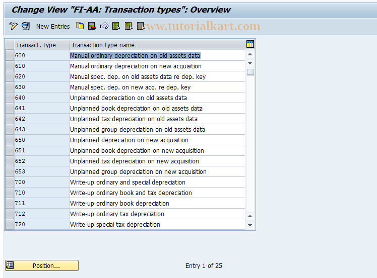 SAP TCode AO78 - Define Transaction Type
