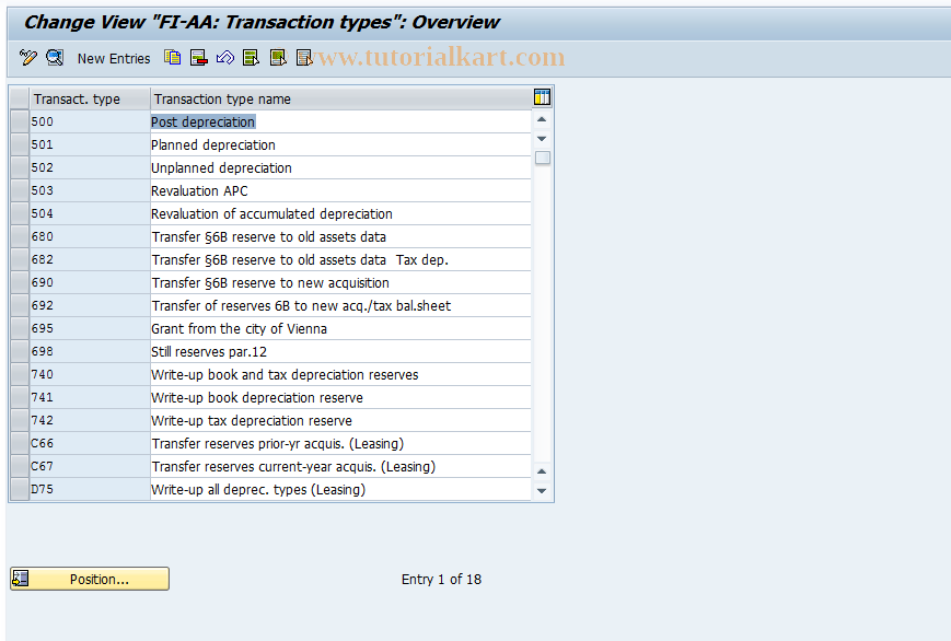 SAP TCode AO80 - Define Transaction Type