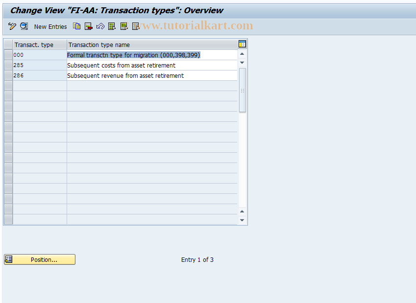 SAP TCode AO81 - Define Transaction Type