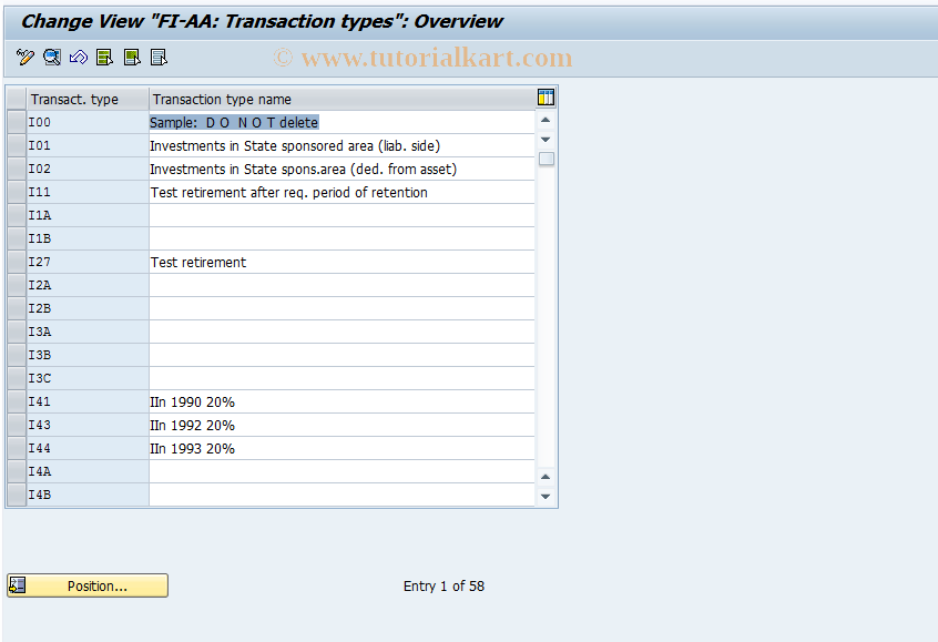 SAP TCode AO83 - Define Transaction Type