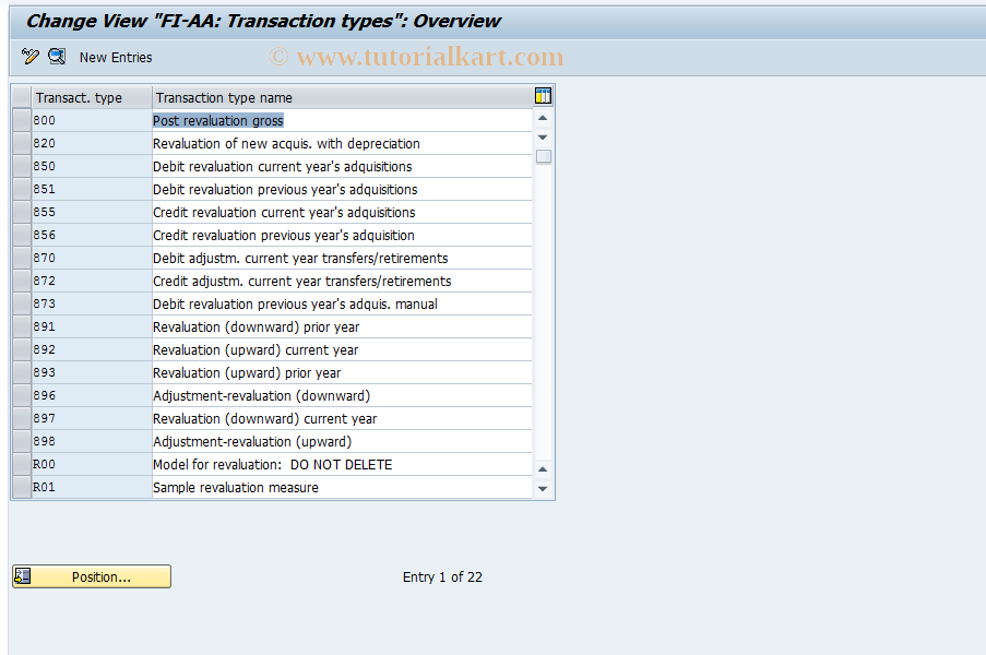 SAP TCode AO84 - Define Transaction Type