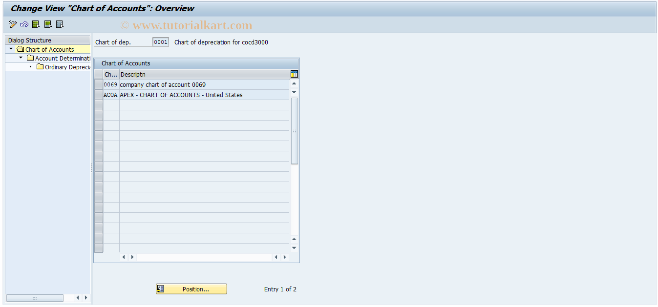 SAP TCode AO93 - Ordinary Depreciation Account Assignment