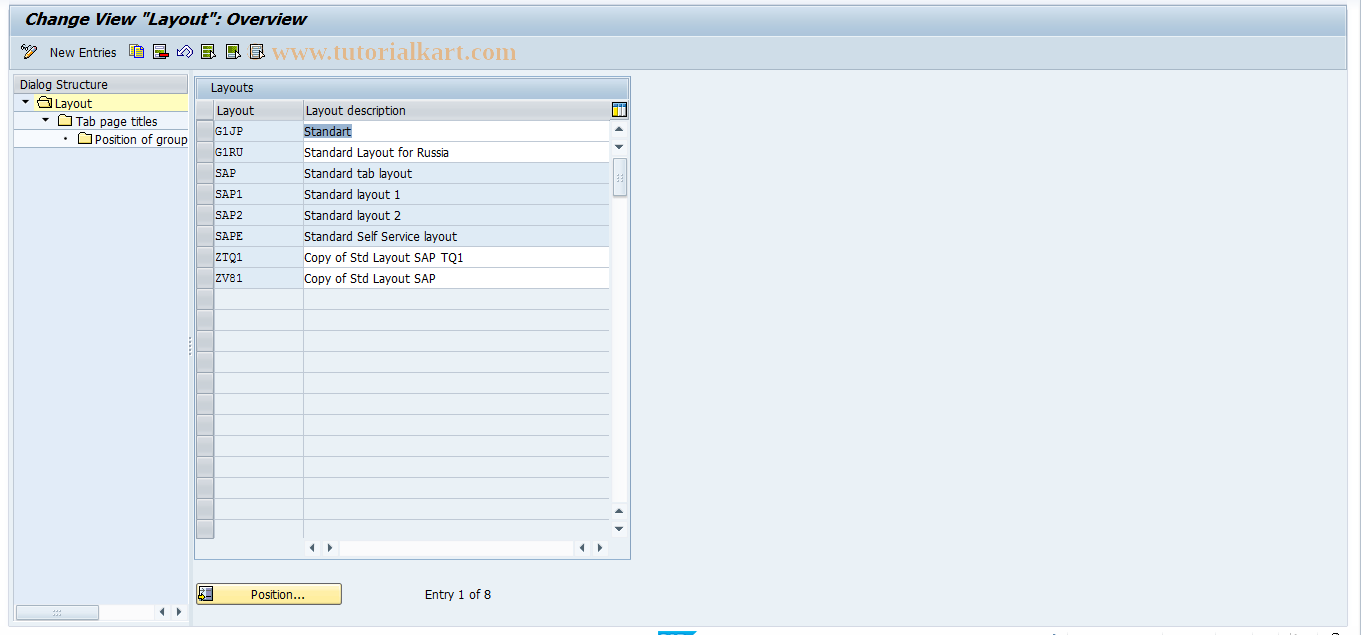 SAP TCode AOLA - Master Data Tab