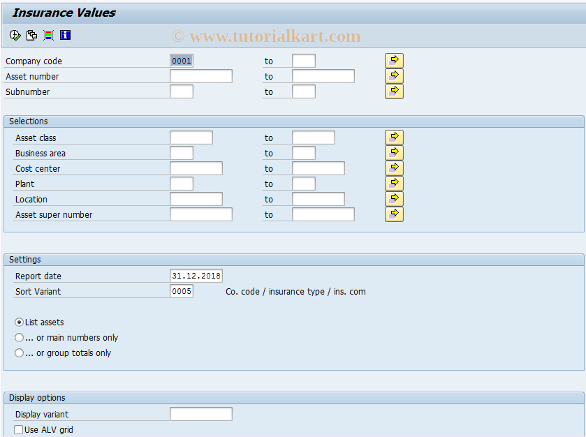 SAP TCode AR10 - Call Up Insurance List