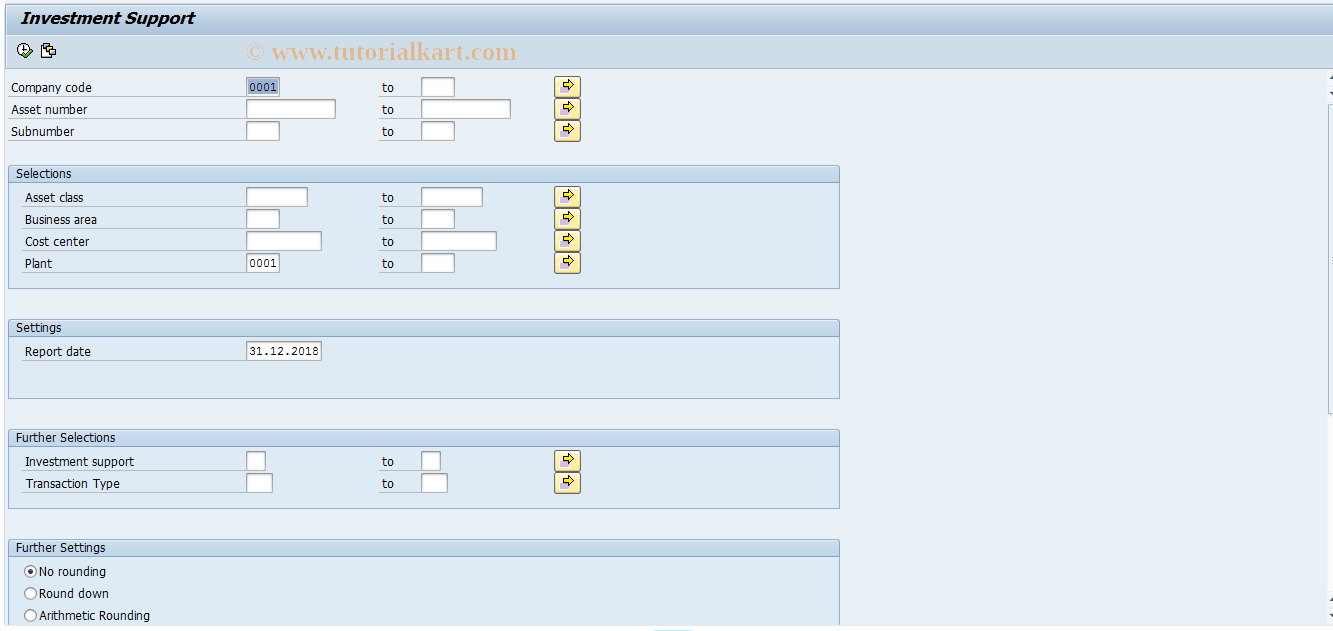 SAP TCode AR11N - Investment Grants