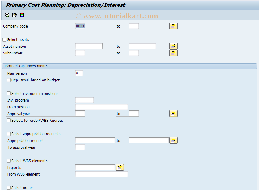 SAP TCode AR13 - Call Up Primary Cost Planning Department International