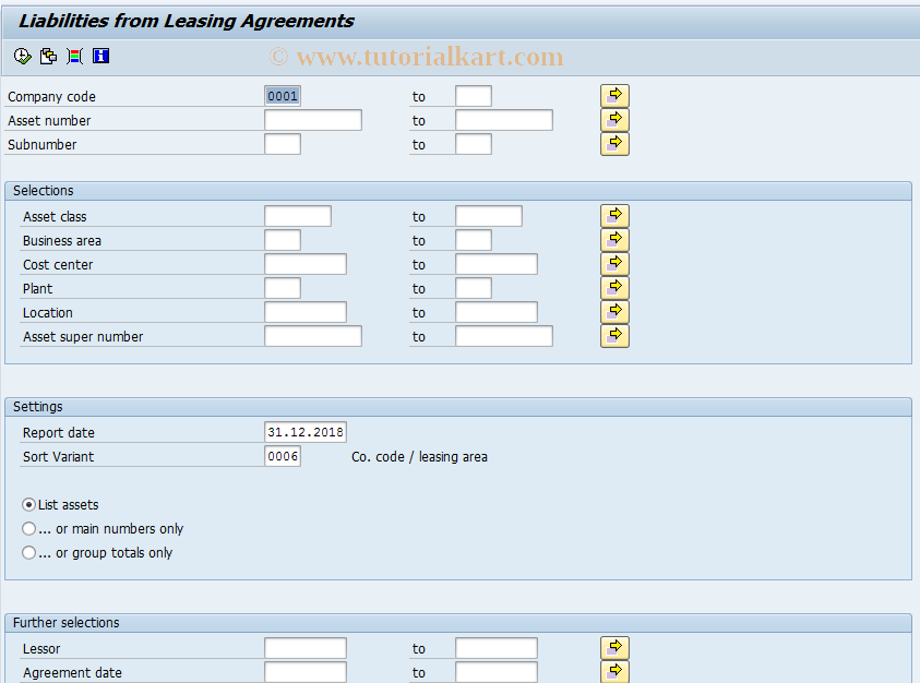 SAP TCode AR17 - Call Up Leasing Liability List