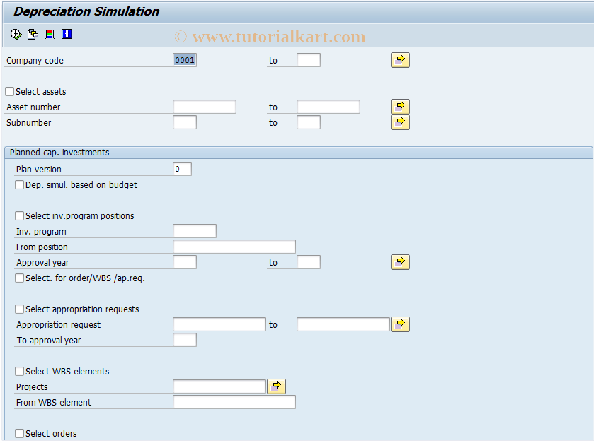 SAP TCode AR18 - Call Up  Depreciation Simulation