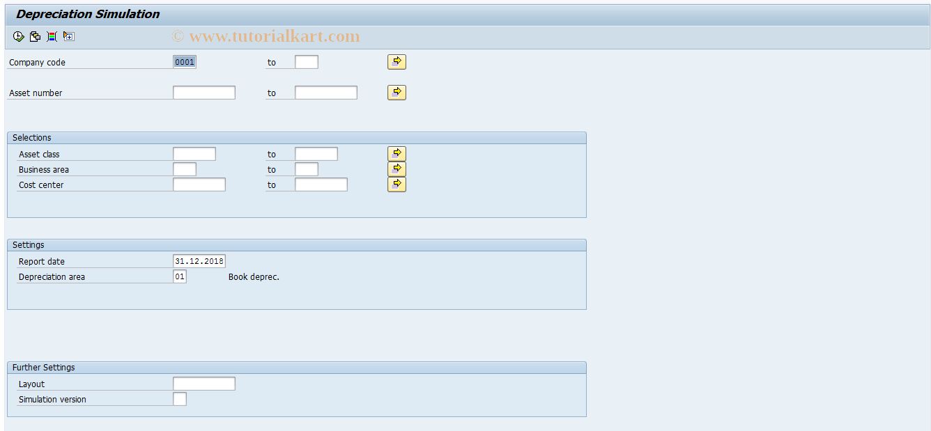 SAP TCode AR18N - Depreciation Simulation (New)