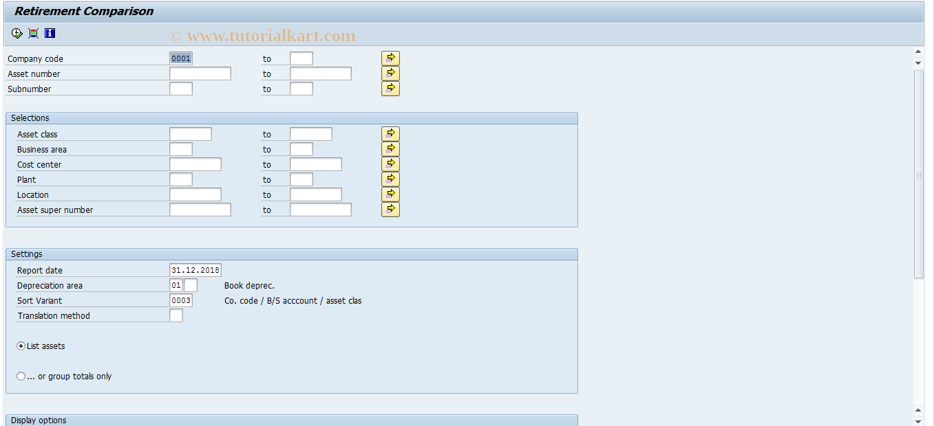 SAP TCode AR20 - Retirement comparison