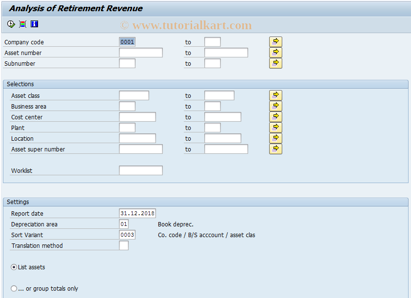 SAP TCode AR22 - Analysis of retirment revenue