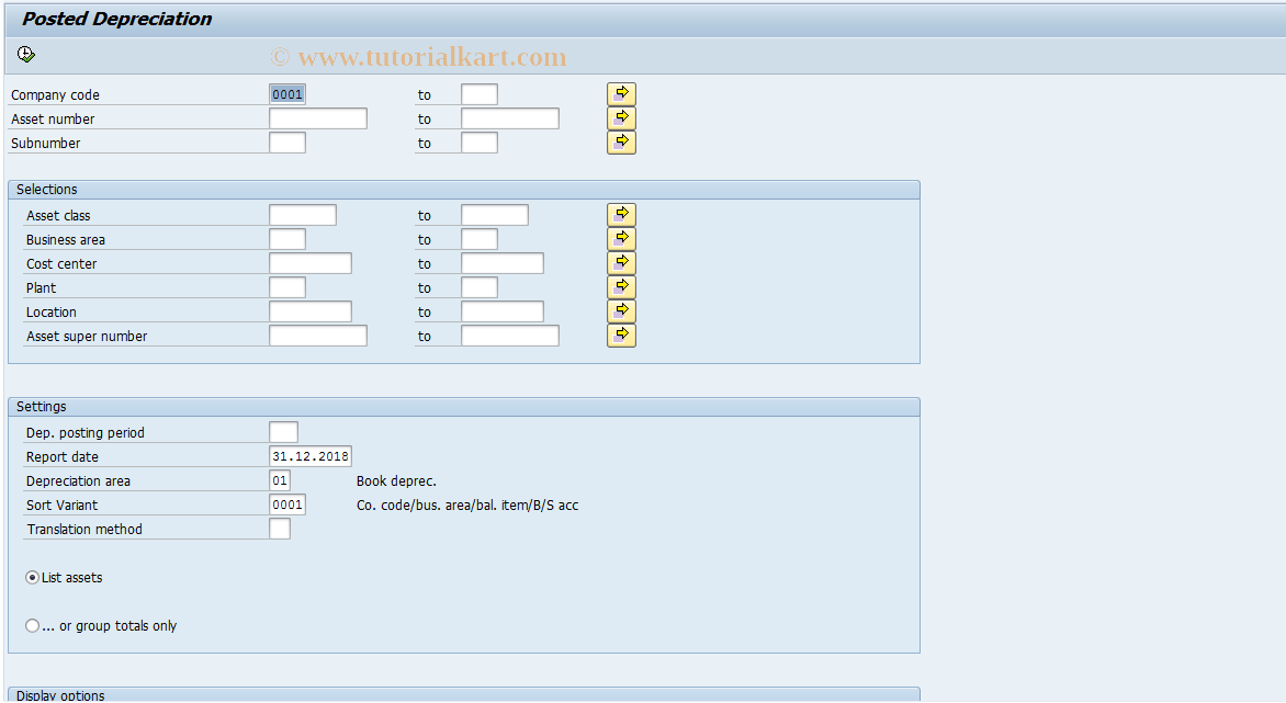 SAP TCode AR25 - Depreciation posted