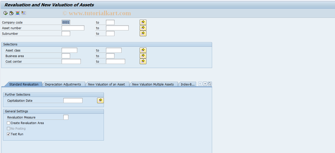 SAP TCode AR29 - Re- and New Valuation of Assets