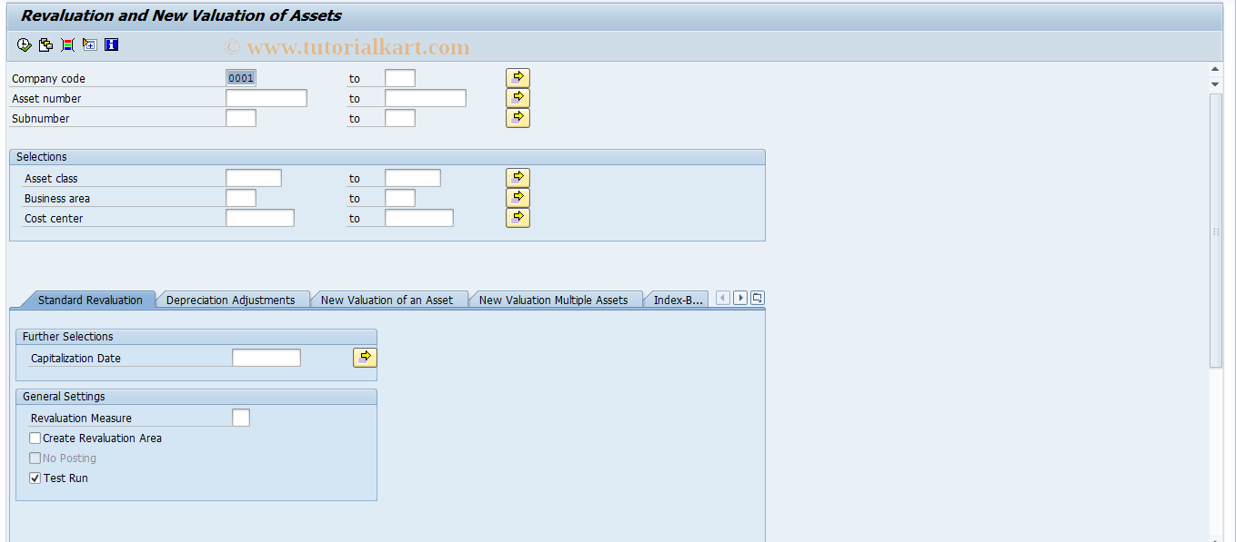 SAP TCode AR29N - Re- and New Valuation of Assets