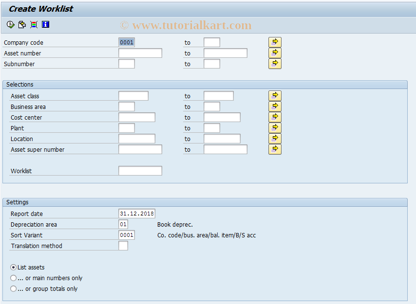 SAP TCode AR32 - Call Create Worklist
