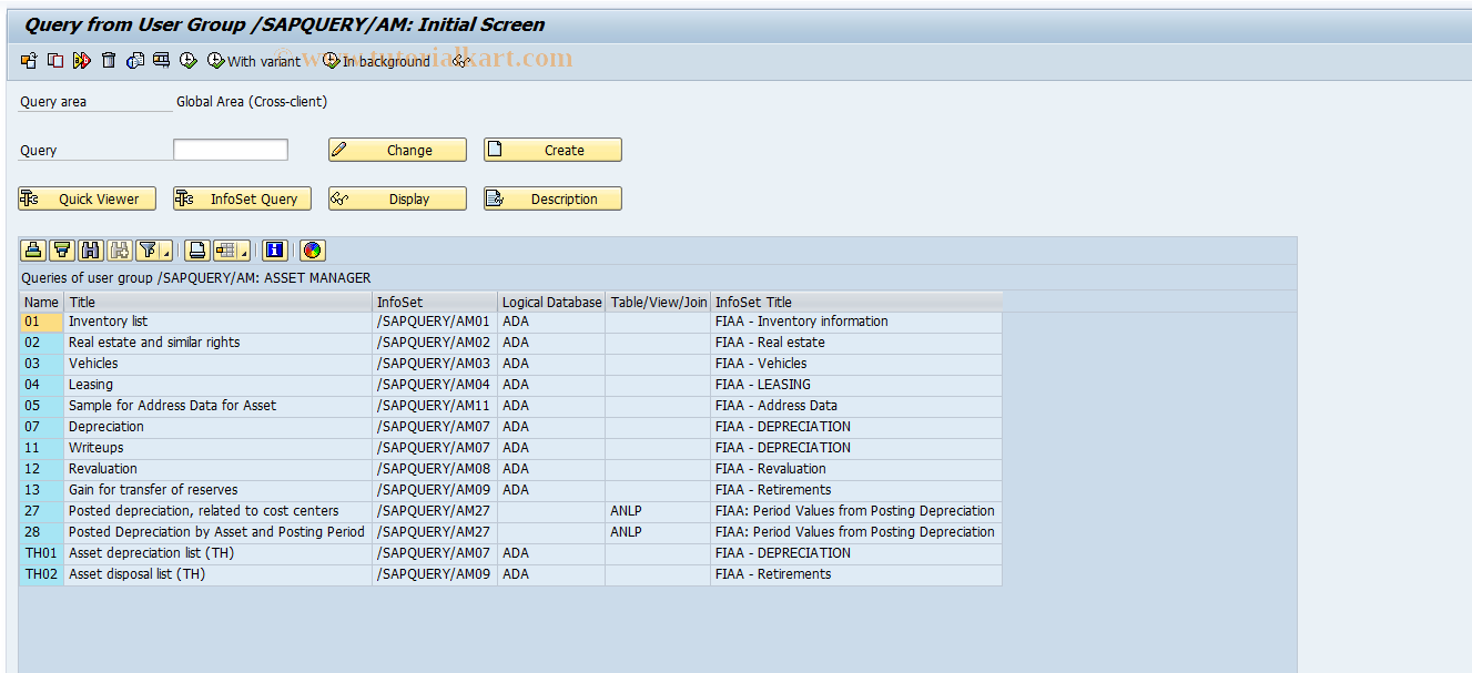 SAP TCode ARQ0 - FIAA - Ad hoc reports