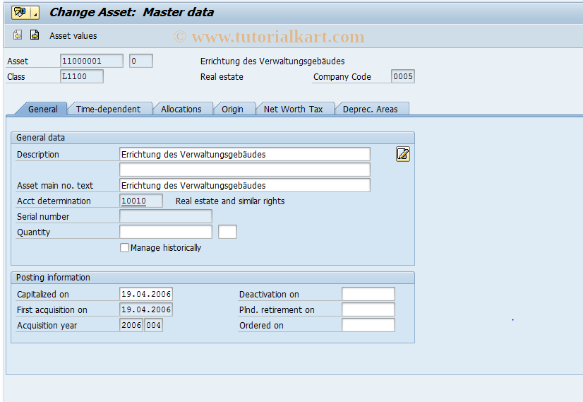 SAP TCode AS02 - Change Asset Master Record