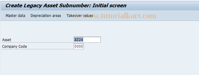 SAP TCode AS94 - Create Legacy Asset Subnumber