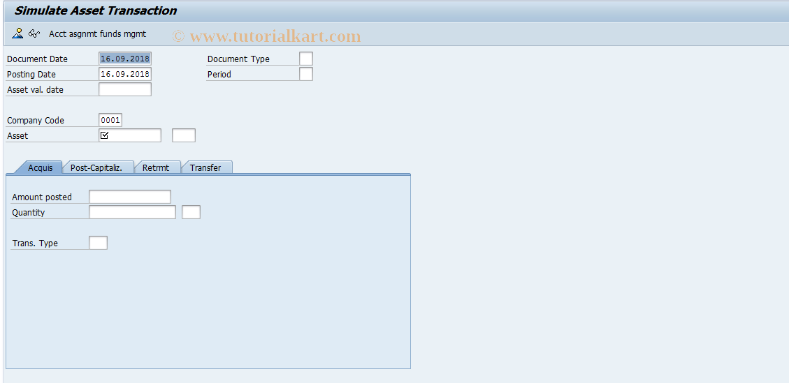 SAP TCode ASIM - Simulation of asset posting