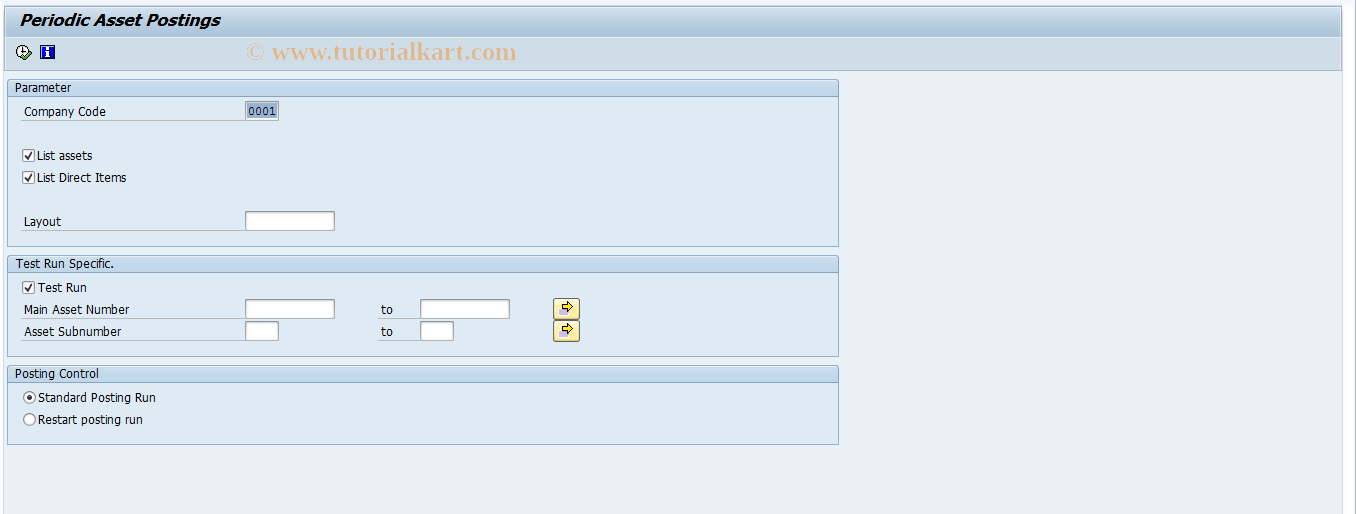 SAP TCode ASKB - Periodic Asset Postings