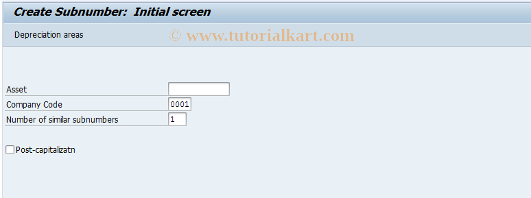 SAP TCode AT11 - Create Asset Subnumber (Old)