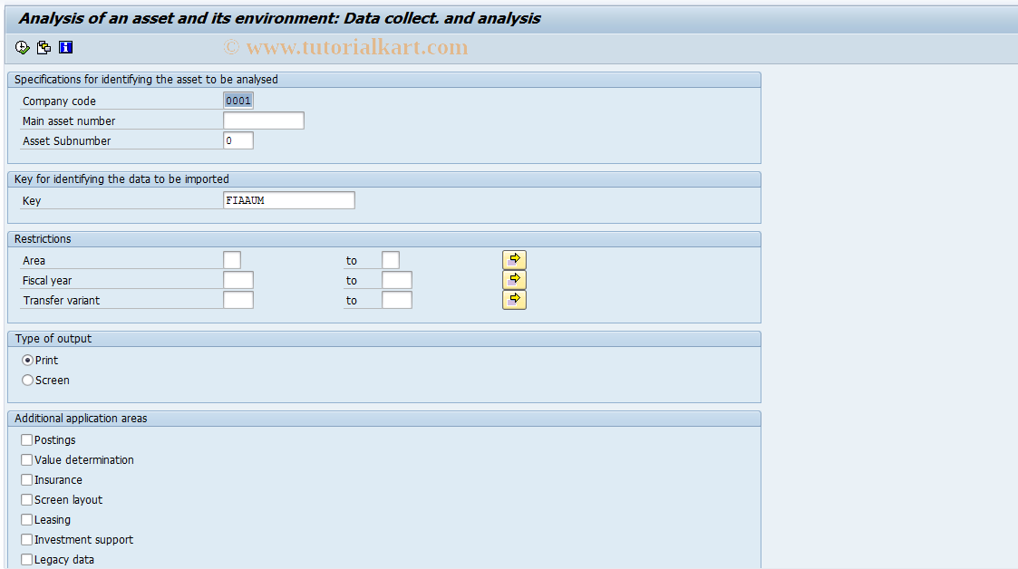 SAP TCode AUN10 - FI-AA Asset Summary