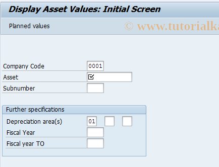 SAP TCode AW01_OLD - Asset Master Rec: Display  Valuation Fields