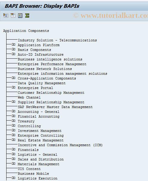 SAP TCode BAPI45 - BAPI Browser