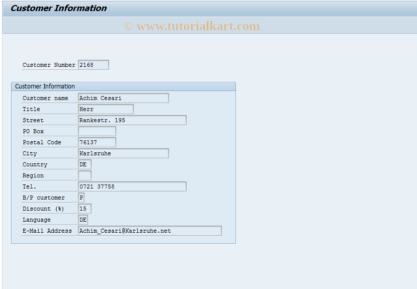 SAP TCode BC406_CUST_TRANS - Customer Information