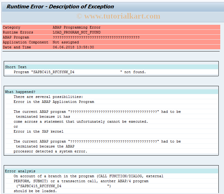 SAP TCode BC415_RFCSYNK_D4 -  Synchronization RFC: RFC <--> LUW