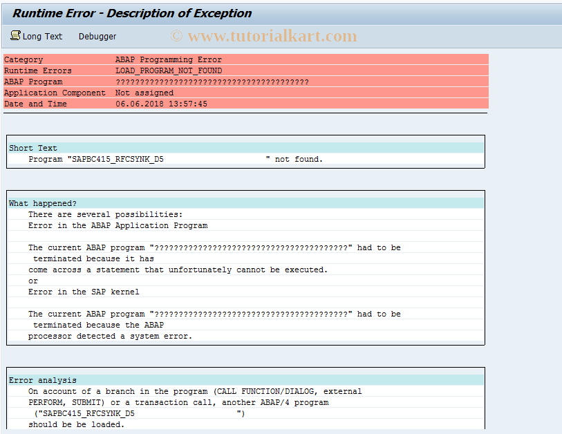 SAP TCode BC415_RFCSYNK_D5 -  Synchronization RFC: Remote Dialogs