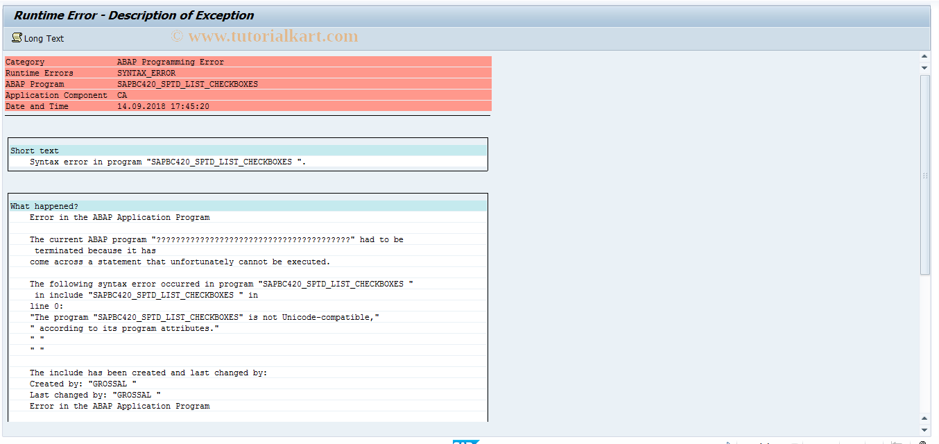 SAP TCode BC420 - Report Transaction