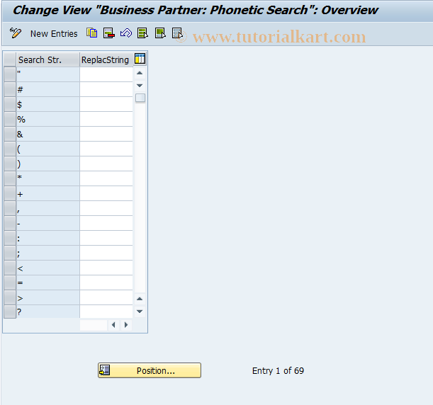 SAP TCode BC63 - Business Partner: Phonetic Search