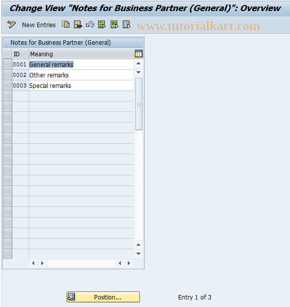 SAP TCode BC73 - Business Partner: Notes (general)