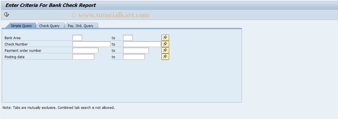 SAP TCode BCA_US_DS_BC - Display Bank Checks