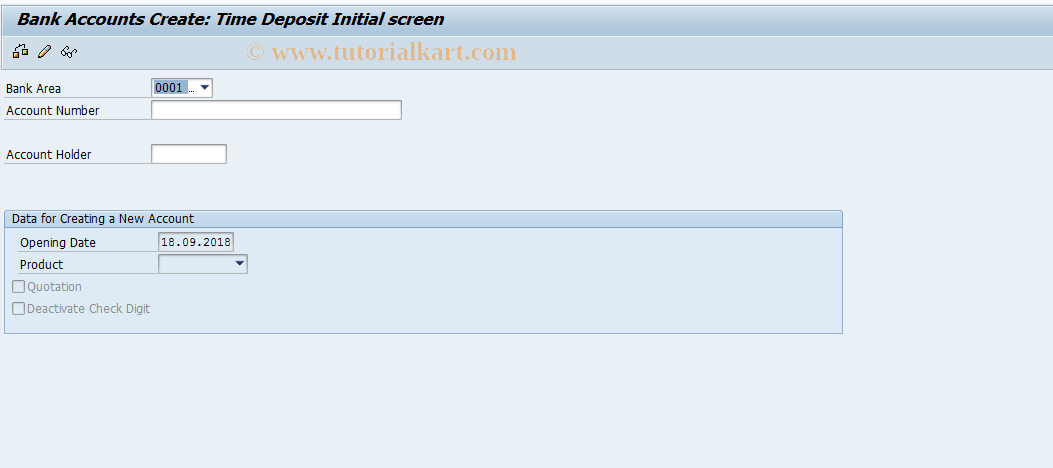 SAP TCode BCA_US_TDA1 - Time Deposit - Create