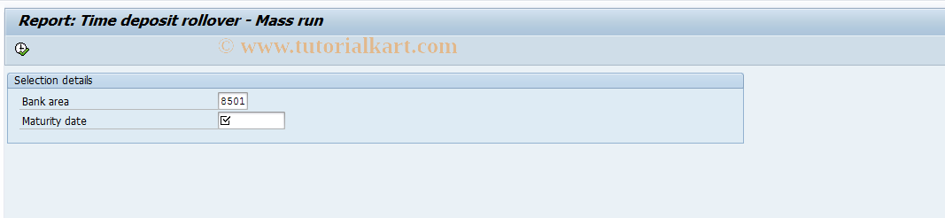 SAP TCode BCA_US_TDRO1 - Time deposit rollover - Mass run