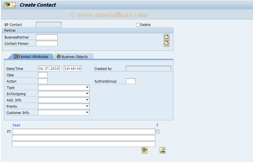 SAP TCode BCT0 - Create Contact