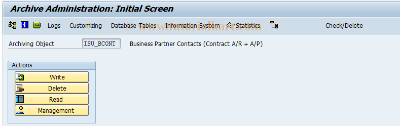 SAP TCode BCT_SARA - Archiving of Customer Contacts