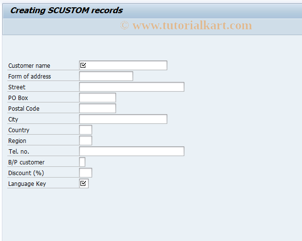 SAP TCode BC_GLOBAL_SCUST_CREA - Creating SCUSTOM records