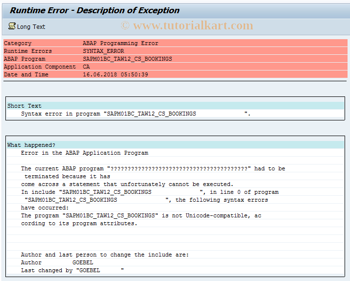 SAP TCode BC_TAW12_01 - Bookings in TAW12, Group 01